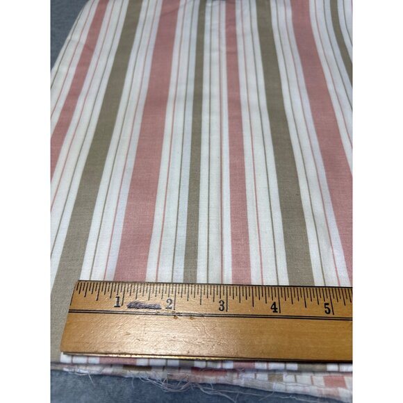 Vintage Concord Fabrics Pink & Taupe Striped Cotton Fabric 1/2 yard x 45" - Picture 2 of 3